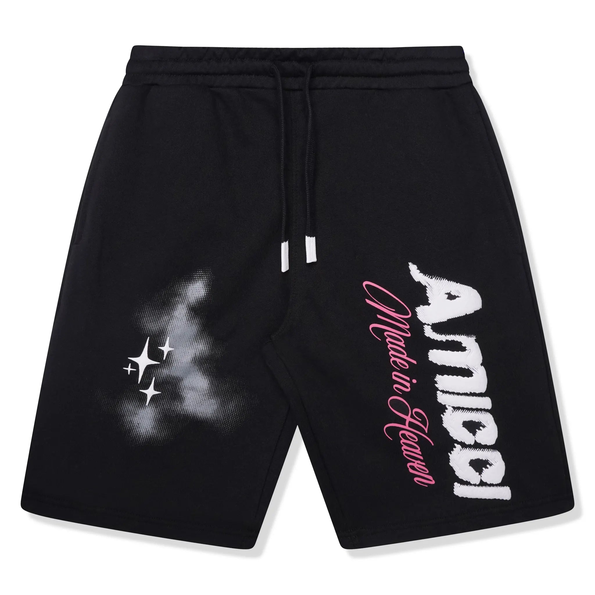 Front view of Amicci Angeli Graphic Black Shorts